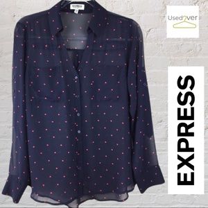 EXPRESS Portofino sheer top. Red hearts Sz sm